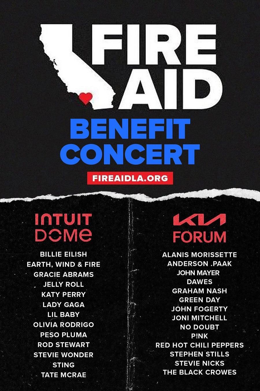Постер FireAid Benefit Concert